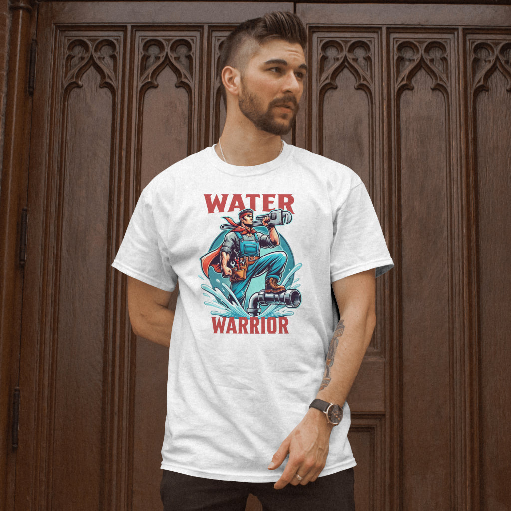 trabajador del agua, solución de tuberías, ropa divertida, regalo para fontanero, regalo original, instalador de tuberías, guerrero del agua, fontanero, diseño divertido, camiseta profesional, camiseta de manga corta, camiseta de fontanero, camisetas casuales