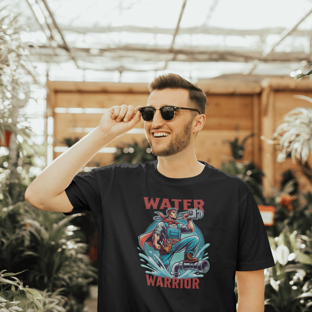 trabajador del agua, solución de tuberías, ropa divertida, regalo para fontanero, regalo original, instalador de tuberías, guerrero del agua, fontanero, diseño divertido, camiseta profesional, camiseta de manga corta, camiseta de fontanero, camisetas casuales