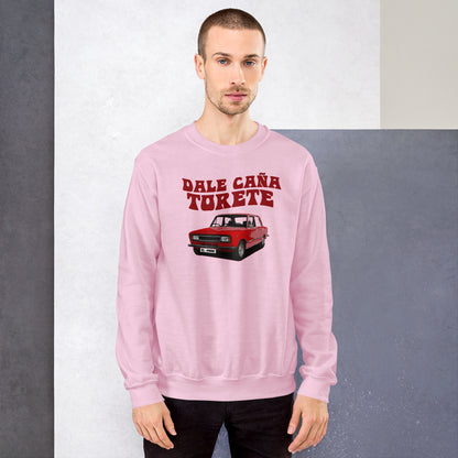 Sudadera, SEAT 124, Dale Caña, Torete, Coche clásico, Moda automovilística, Diseño de sudadera, Ropa casual, Estampado personalizado, Moda vintage, Atuendo con carácter, Moda única, Ropa de declaración, Estilo distintivo, Diseño creativo, Ropa personalizada, Atuendo urbano, Moda expresiva, Streetwear, Moda original