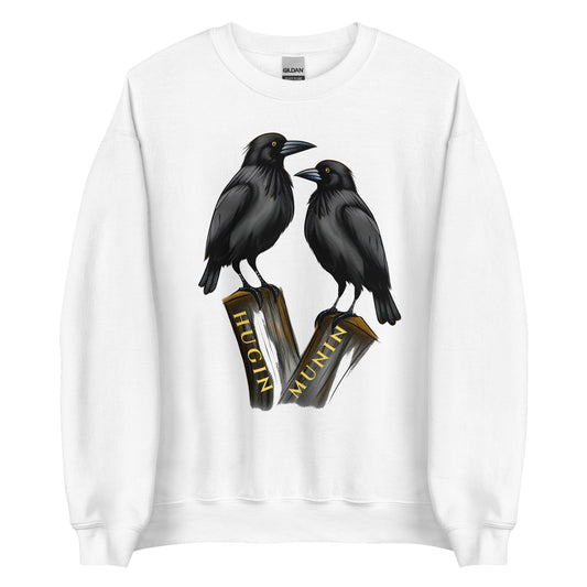 Sudadera, Cuervos, Hugin y Munin, Mitología nórdica, Odin, Diseño de cuervos, Estampado de animales, Moda temática, Leyenda nórdica, Atuendo con estilo, Moda mitológica, Ropa casual, Estilo único, Ropa de declaración, Moda urbana, Diseño de sudadera, Estampado de aves, Mensaje simbólico, Estilo escandinavo, Moda inspirada en la mitología