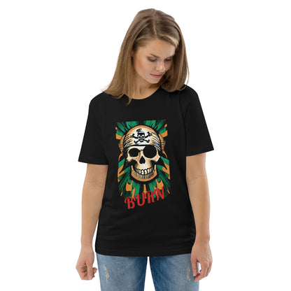 PIRATES BURN SKULL Unisex Camiseta de algodón orgánico unisex