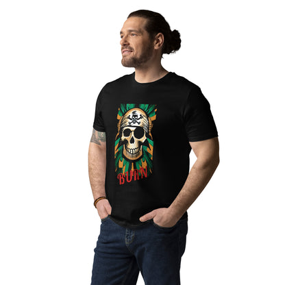 PIRATES BURN SKULL Unisex Camiseta de algodón orgánico unisex