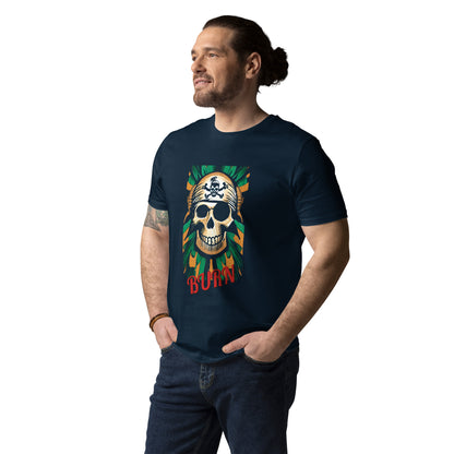 PIRATES BURN SKULL Unisex Camiseta de algodón orgánico unisex