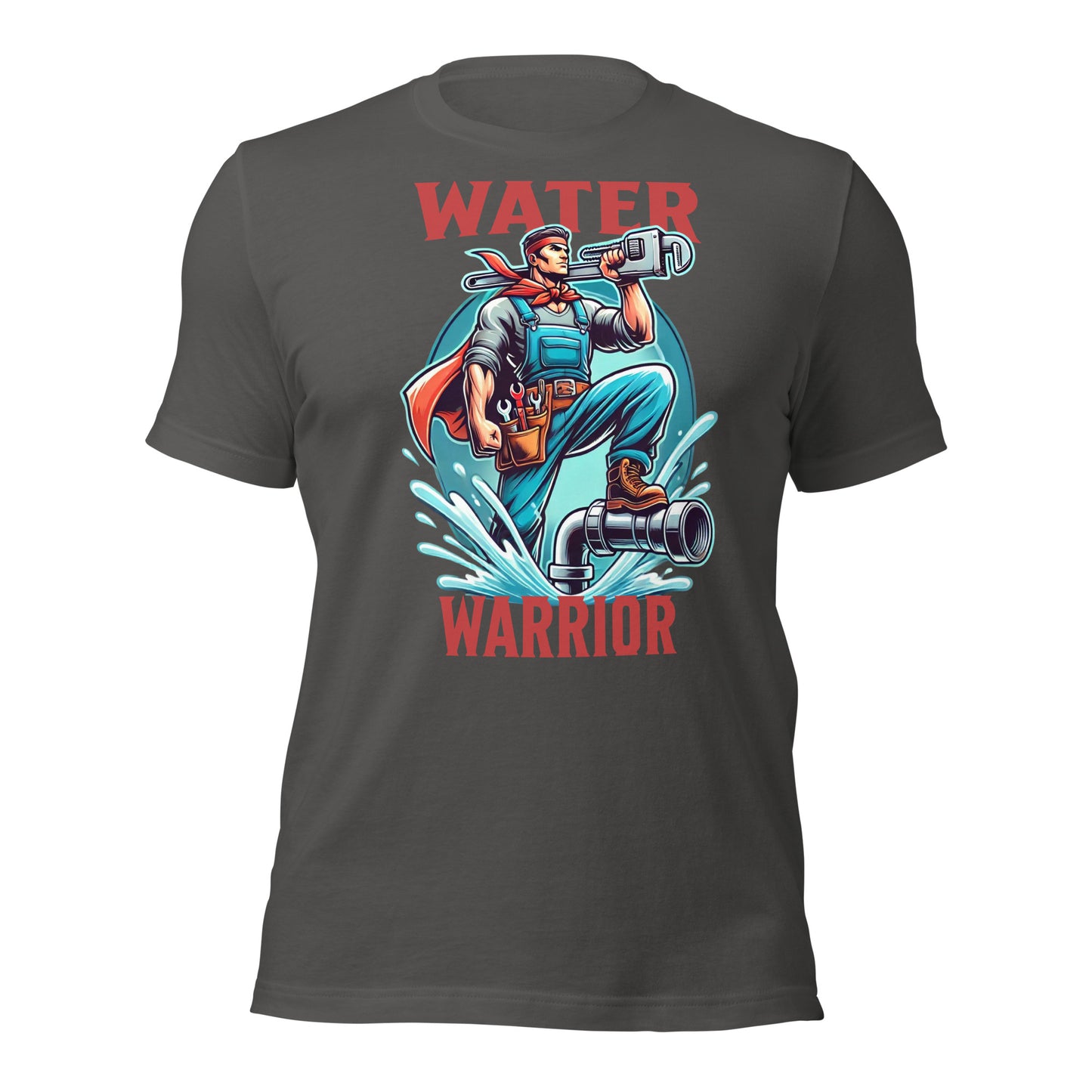 trabajador del agua, solución de tuberías, ropa divertida, regalo para fontanero, regalo original, instalador de tuberías, guerrero del agua, fontanero, diseño divertido, camiseta profesional, camiseta de manga corta, camiseta de fontanero, camisetas casuales