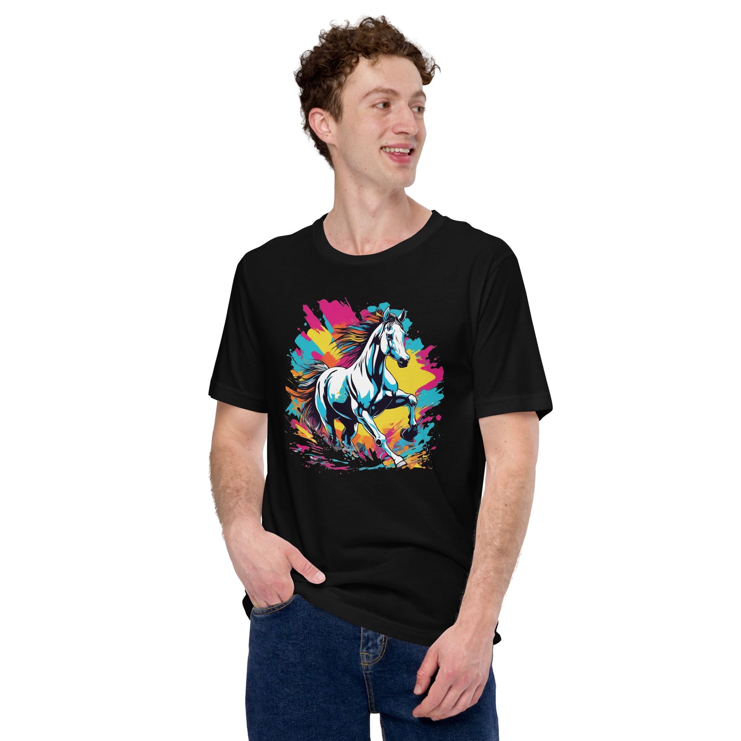 CABALLO MULTICOLOR Camiseta de manga corta unisex