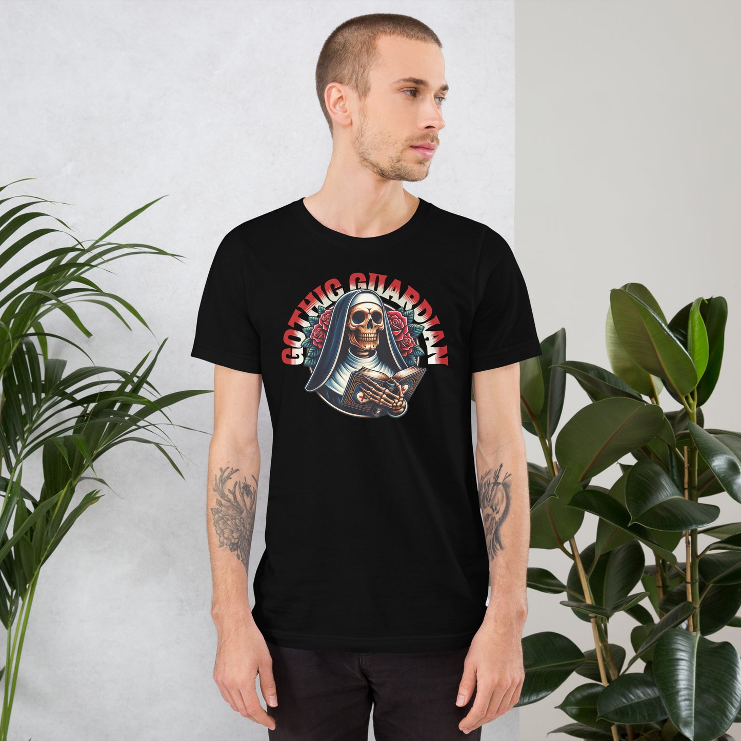 Gothic Guardian, Monja Calavera, Camiseta Gótica, Estilo Oscuro, Arte Macabro, Moda Alternativa, Lectura Gótica, Monja Gótica, Guardian Gótico, Cultura Gótica