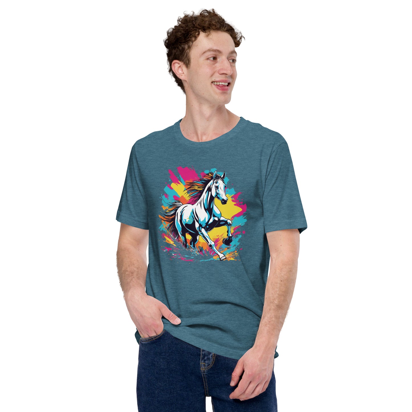 CABALLO MULTICOLOR Camiseta de manga corta unisex