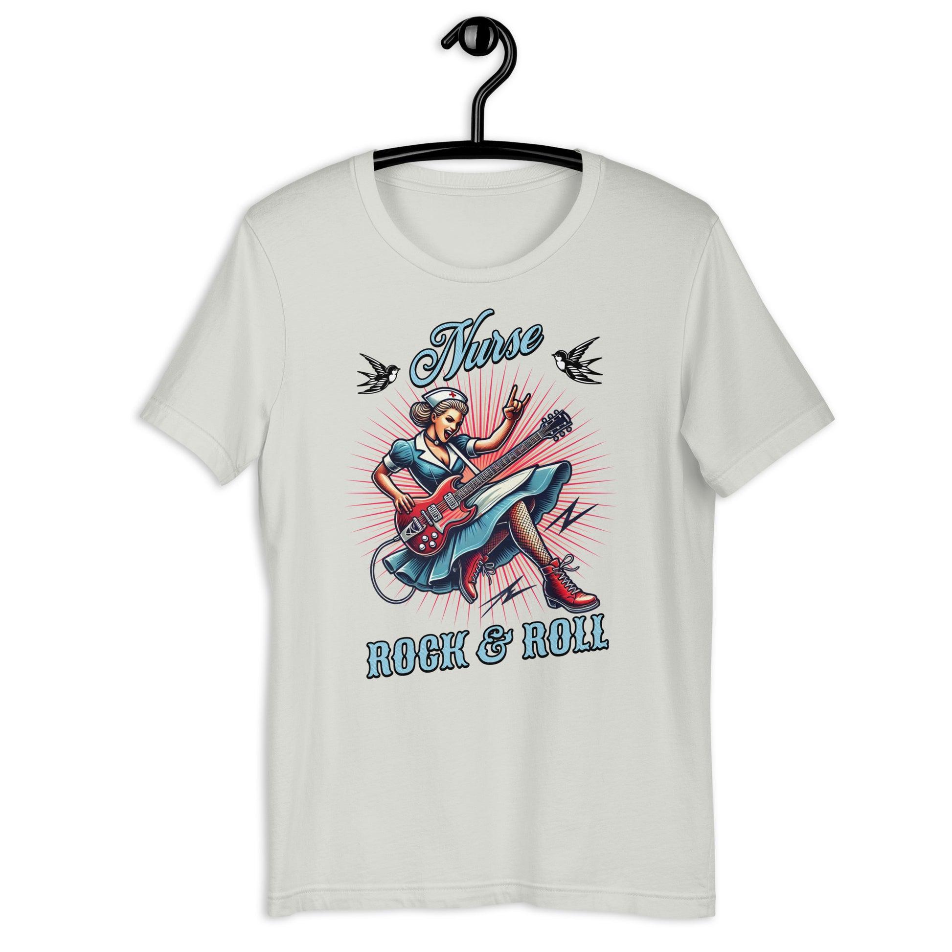 enfermera, camiseta enfermera, regalo para enfermera, rock and roll, estilo vintage, ropa de enfermería, enfermera profesional, enfermera poderosa, cuidado de la salud, camiseta retro, moda enfermera, enfermera rockera, regalo de sanación