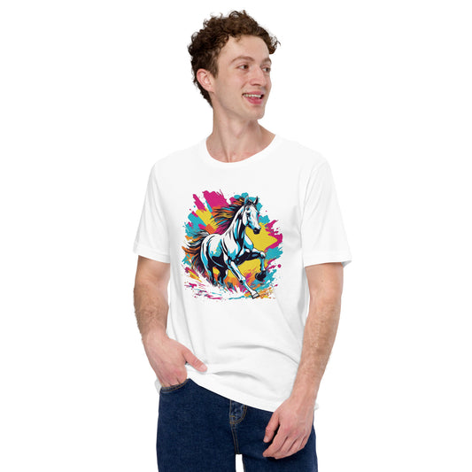 CABALLO MULTICOLOR Camiseta de manga corta unisex